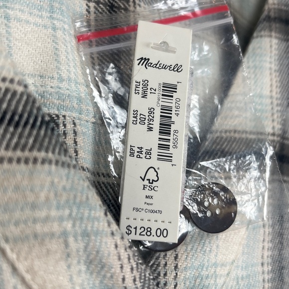 MADEWELL Plaid Flannel Button Front Midi Dress Size 12 NWT Cozy $128 LARGE - Picture 7 of 12